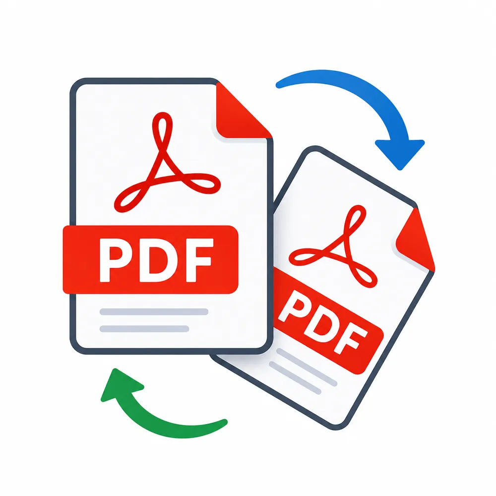 Rotate PDF Online Free Tool Vector Icon with Page Flip and Rotation Arrows