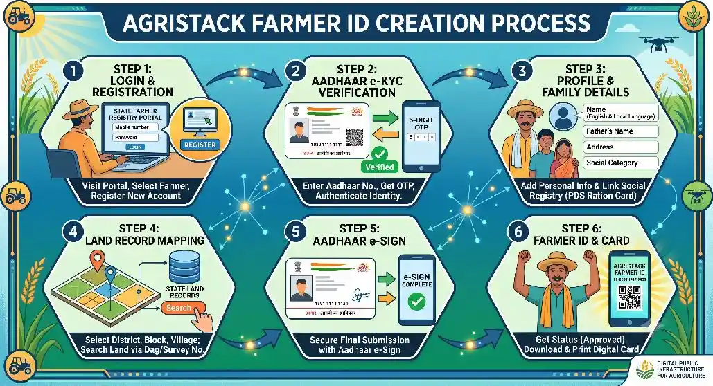 AgriStack Farmer ID online registration process infographic guide