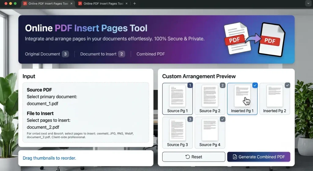 Insert Pages - Free Online PDF Page Insertion and Document Integration Tool